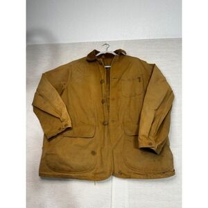 Vintage JC Higgins Duck Canvas Hunting Jacket TanBrownCorduroy Collar Mens 24x29